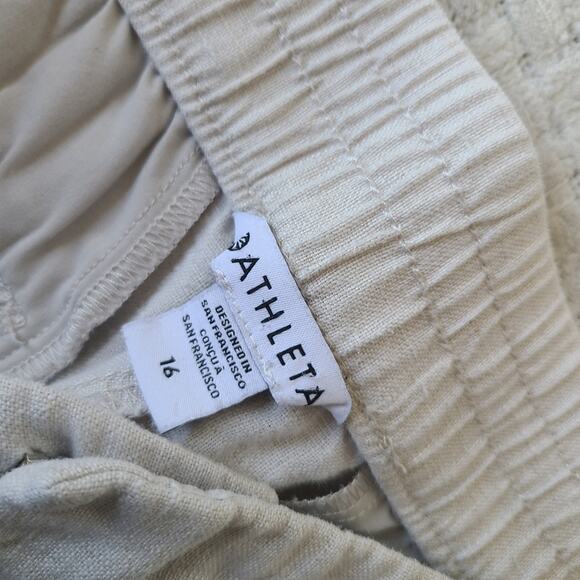 Athleta 100% Linen Light Beige Casual Pants Women's Size 16 - Picture 5 of 10
